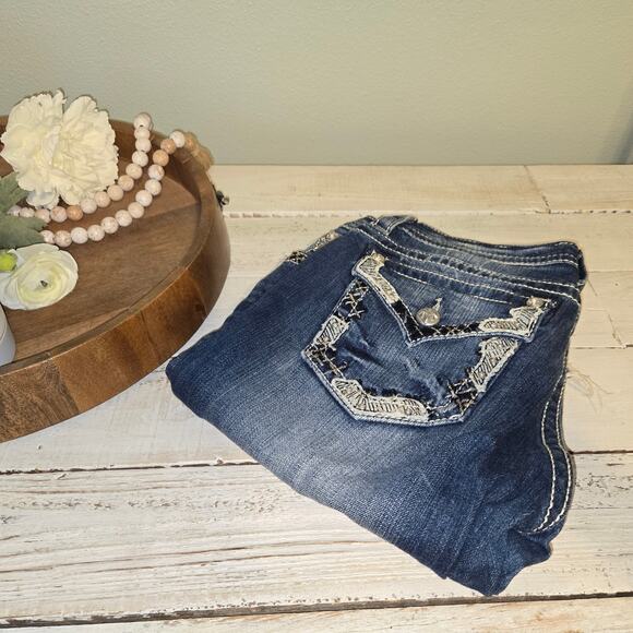 Miss Me Denim - Miss Me Signature Boot JY7547B SZ 29 Y2K Rhinestone Bling Rodeo